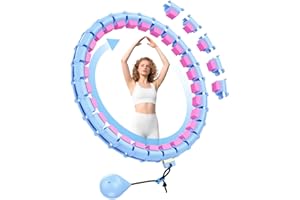 HOELLL 65 Inch Adjustable Weighted Hula Detachable Hoop for Adults Weight Loss, Plus Size Quiet Infinity Fitness Hoop with 32 Links, Non-Drop Funny Smart Exercise Hoops for Women and Beginners
