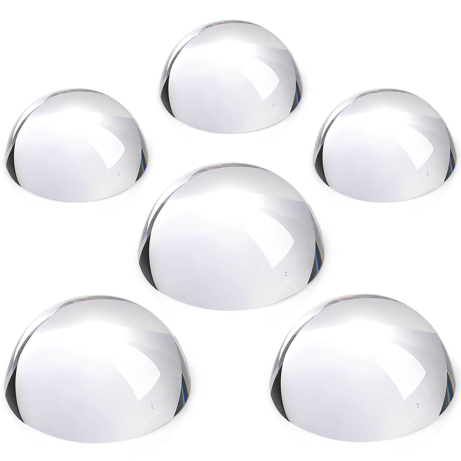 Photo 1 of Briwooody 6 Pcs 6 Pcs Crystal Dome Magnifier Paperweights Glass Paperweight Reading Magnifying Glass Clear Optical Half Ball Lens for Office Desk Home Gift (1.97 Inch and 2.76 Inch)