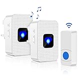 Wireless Doorbell, IP55 Waterproof Remote Cordless Door Chime Kit, 1 Push Button