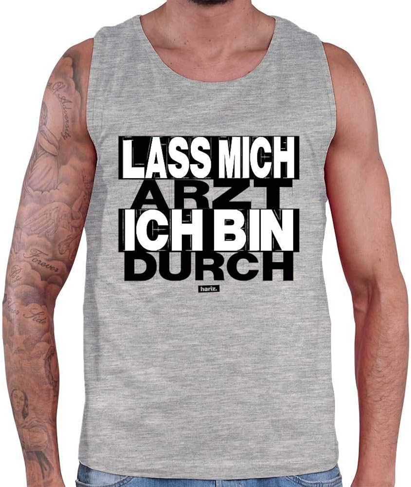 HARIZ Herren Tank Top Lass Mich Arzt Ich Bin Durch Sprüche Schwarz Weiß