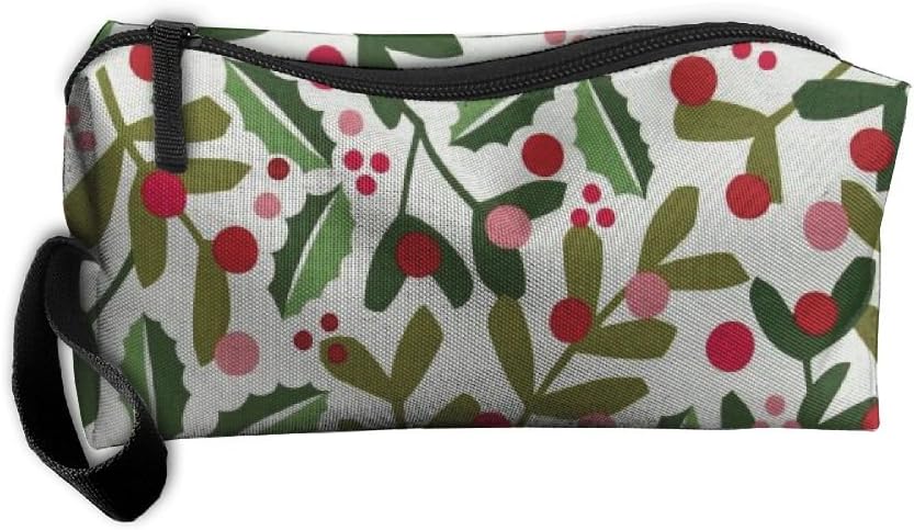 Christmas Time Merry Mistletoe Makeup Cosmetics Pouch Travel Hanging Organizer Kit Bag
