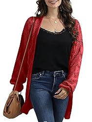 Ferrtye Womens Oversized Chunky Open Front Cardigan