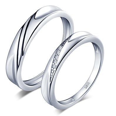 Unendlich U Simpel Welle 925 Sterling Silber Zirkonia Paar Band Ringe Eheringe Trauringe Verlobungsringe Partnerringe, Größe 