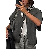 Women's Cardigans Shirt Short Sleeve Button Down Sweater Crop Top Y2k Fashion Knitted Shirt Top Streewear