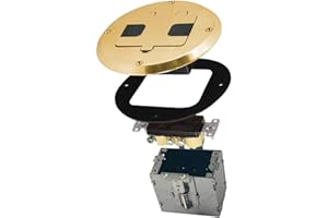 RACO 6239BP Floor Kit with Recessed Duplex 15A TR Device and Adjustable Steel Box, 1-Gang, Brass