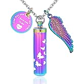 RIPFEVURN Cylinder Cremation Jewelry Butterfly Urn Necklaces for Ashes for Women Men Human Ashes Memorial Keepsake Pendant