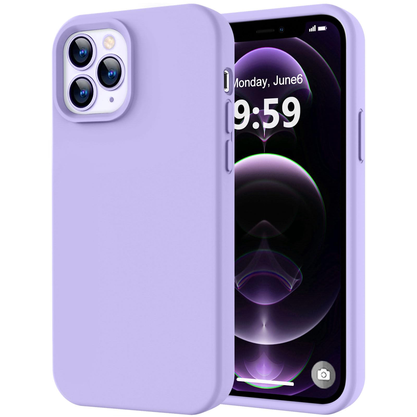 LOVE 3000 Compatible with iPhone 12 Pro Max Phone Case | Thickening Liquid Silicone | Anti-Scratch Microfiber Lining | Full-Body Duty Heavy Protection Case for iPhone 12 Pro Max Women, Light Purple