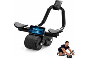 Ab Roller Wheel with Timer, Automatic Rebound Ab Roller & Ab Wheel, Elbow Support Core Workout Equipment for Men & Women Home