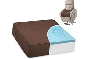 Shinnwa Gel Memory Foam Recliner Cushion for Elderly, Extra Large Seat Cushion, Dual-Layer Foam Chair Pad for Couch, Armchair, Wicker Chairs, Floor, 20 × 20 × 5in, Caramel