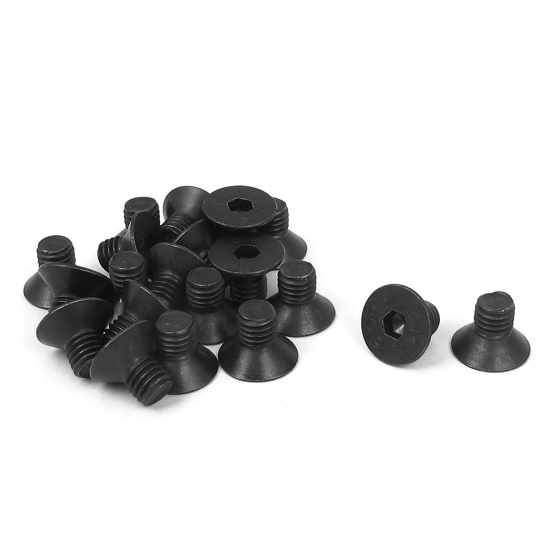 Sourcingmap M8 x 12mm Metric Hex Socket Countersunk Head Screw Bolts Black 20PCS