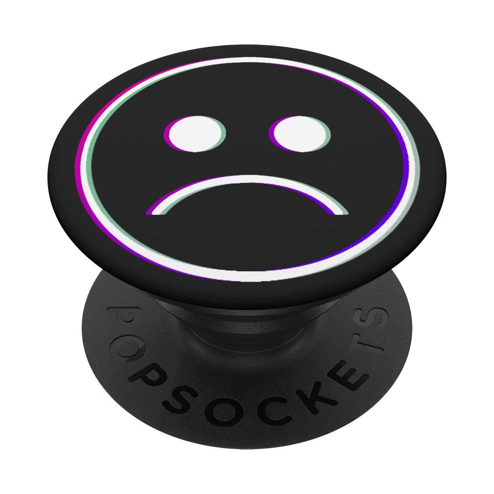 Sadboi Sad Face Vaporwave Sad Boy Aesthetic Glitch PopSockets PopGrip: Swappable Grip for Phones & Tablets