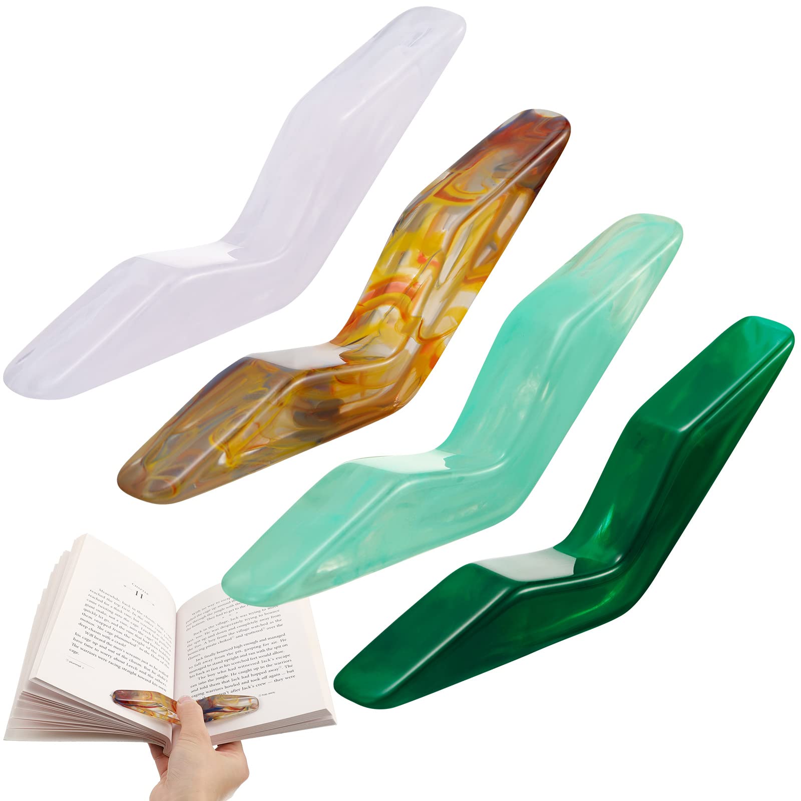 Photo 1 of Eaasty 4 Pcs Thumb Book Page Holder for Reading Resin Book Opener Holder Multiple Colors Books Accessories Gifts for Reading Lovers Women Men(Fresh Color)