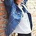 Loose Women Blue Washed Pocket Button Boyfriend Denim Jacket Jean Jacket Coat (XL-Chest 45.5'', Blue)