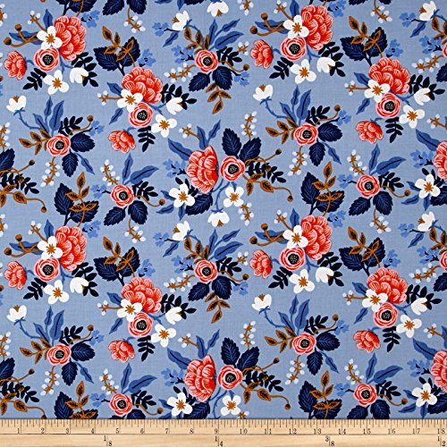 Cotton + Steel Rifle Paper Co. Les Fleurs Birch Periwinkle Fabric By The Yard