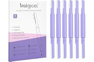MATGICOL Dermaplane Razor for Women Face & Eyebrow - Dermaplaning Tool for Peach Fuzz Facial Hair Removal,High Precision Blade for Smooth Skin (Purple, 6 Count)