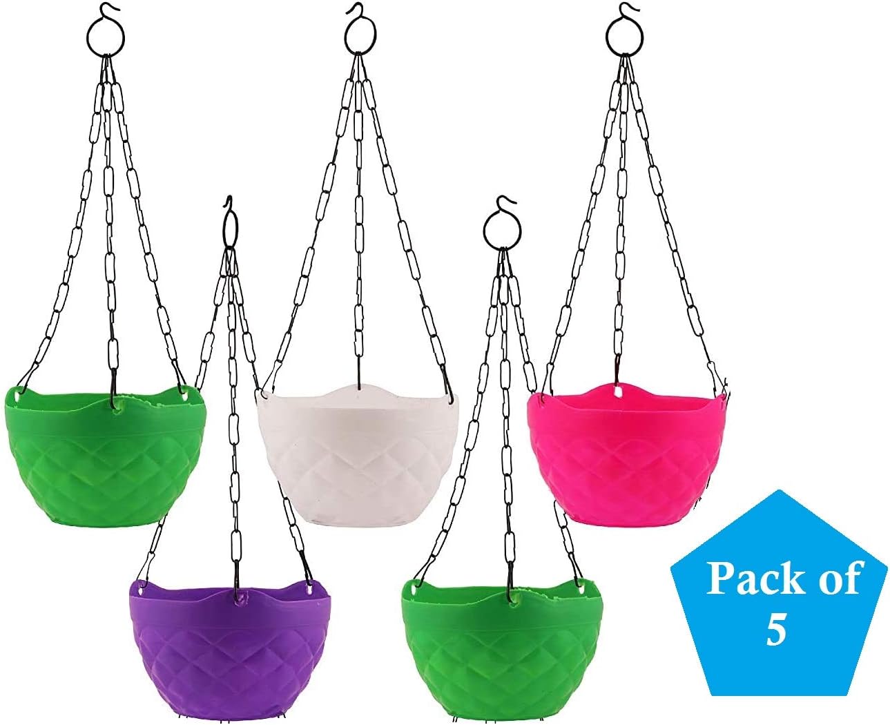 EaglesFord Plastic Damond Hanging Pot Multi - Pack of 5