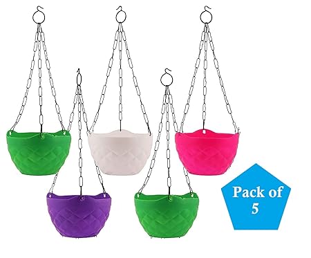 EaglesFord Plastic Damond Hanging Pot Multi - Pack of 5