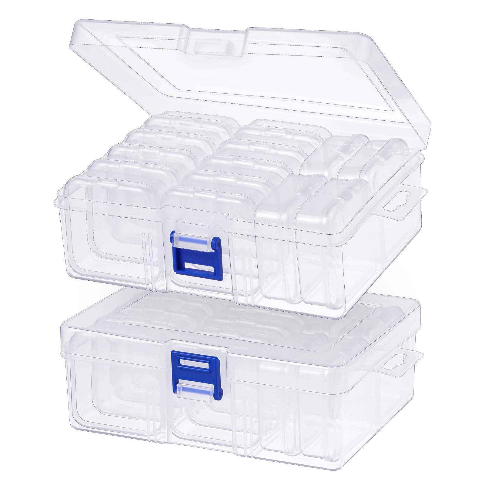 Photo 1 of 28 Pcs Small Bead Organizers, Plastic Storage Cases Mini Clear Bead Storage Containers with Hinged Lid & 2 Pcs Large Rectangle Transparent Craft Supply Case for Jewelry Making DIY Bracelets Beading