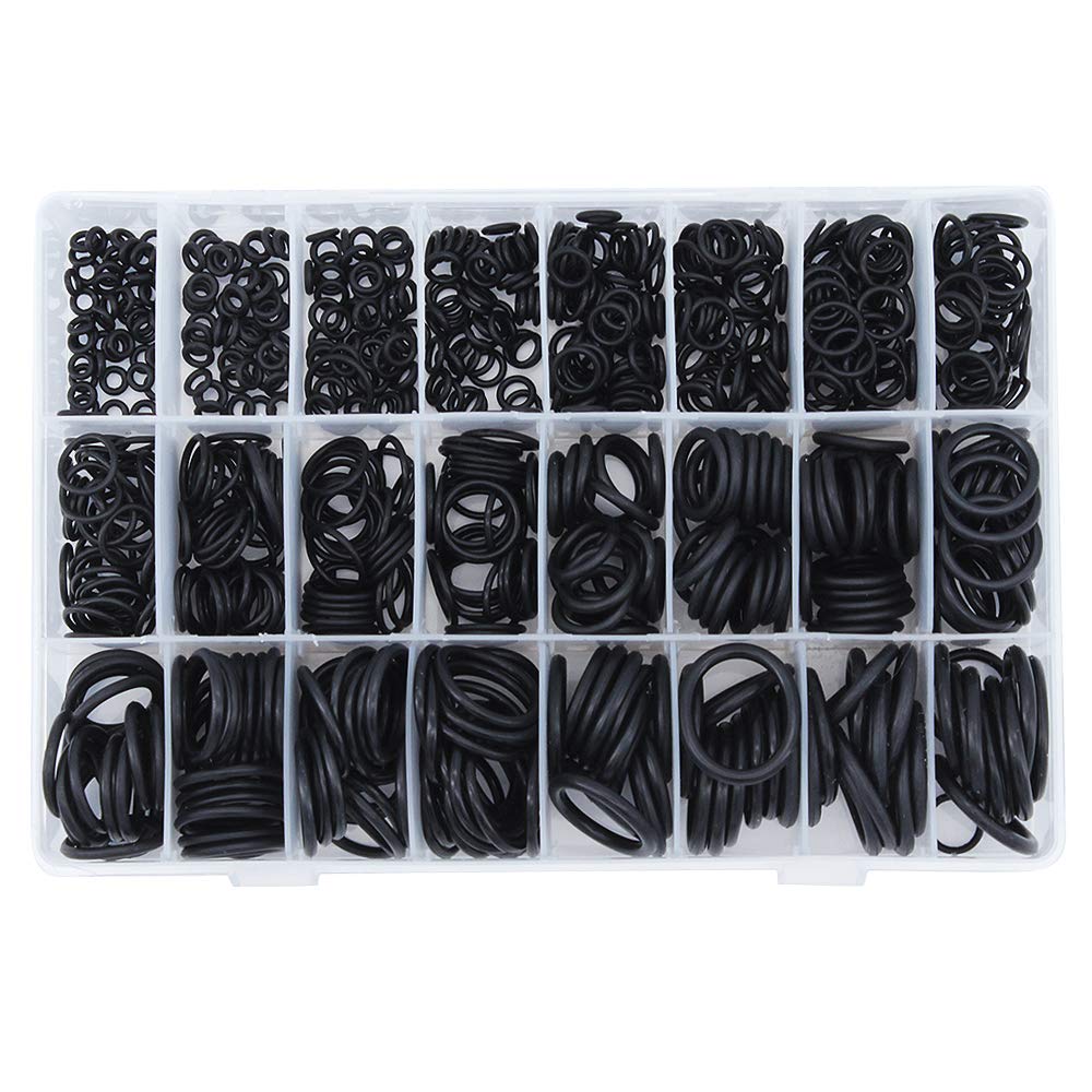 Yuhtech O-Rings Nitrile Rubber, 740 Pcs 24 Sizes Rubber O-Ring Sealing Gasket Rings Washer Seal Assortment Set