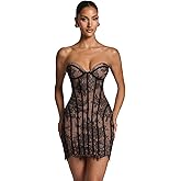 Rvzcn Short Floral Lace Homecoming Dresses for Women 2026 Strapless Corset Tight Mini Prom Cocktail Dress