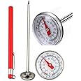 2pcs Instant Read Pocket Thermometer Milk Frothing Thermometer, 1-Inch Dial Thermometer with 2pcs Calibration Sleeves for Cof