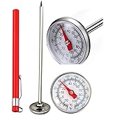 2pcs Instant Read Pocket Thermometer Milk Frothing Thermometer, 1-Inch Dial Thermometer with 2pcs Calibration Sleeves for Cof