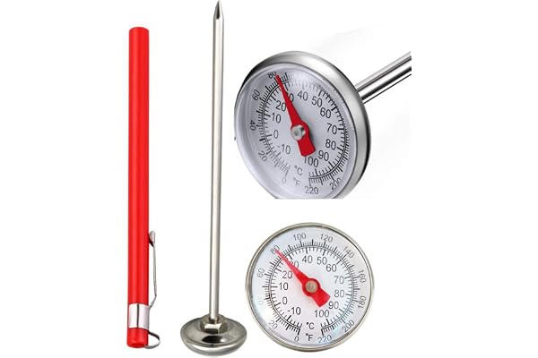 2pcs Instant Read Pocket Thermometer Milk Frothing Thermometer, 1-Inch Dial Thermometer with 2pcs Calibration Sleeves for Cof