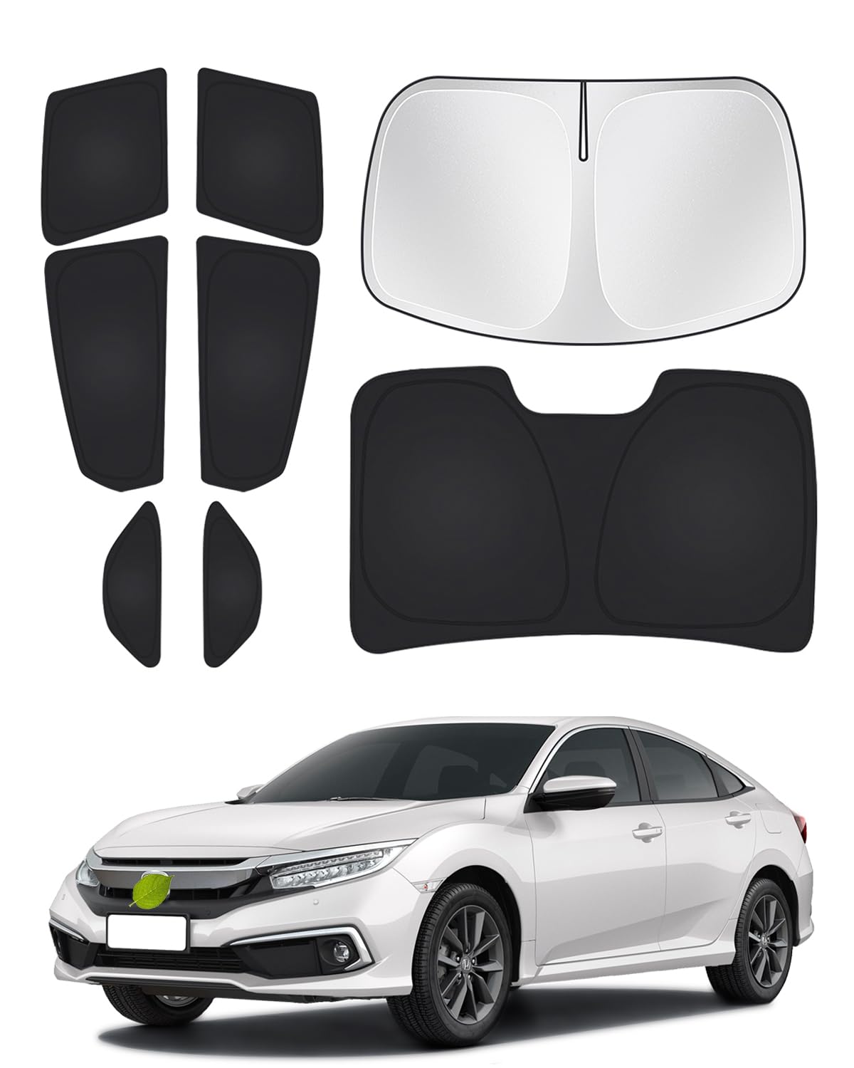 Photo 1 of Canvcle Windshield Sun Shade for Honda Civic 10th Gen 2016-2021 (NOT for Hatchback) Side Rear Window Shade Cover Set Full Window Sun Visor Blocker Privacy Cover Keep Vehicle Cool Black 8PCS