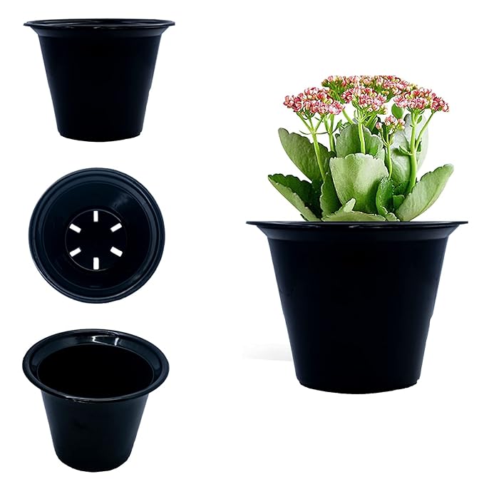 GEMPLAST Flora Planters Plastic Flower Pots (5Inch) BlackNursery Seedlings Pot/Pots Flower