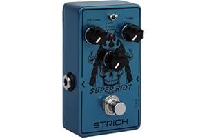 STRICH SUPER RIOT High Gain Distortion Pedal for Electric Guitar, Compact and Mini Design, True Bypass, 3 Control Knobs, Volu