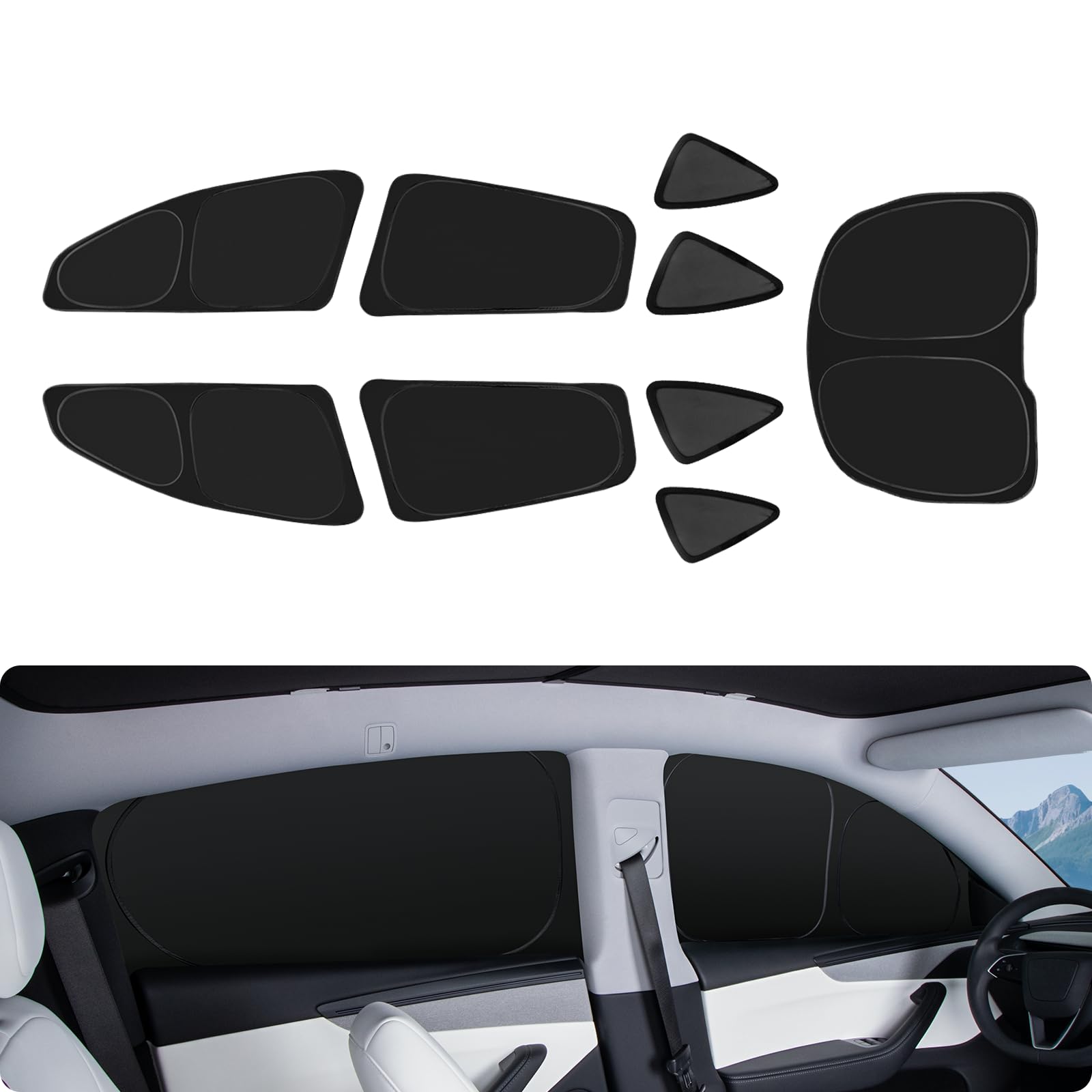 Photo 1 of BASENOR 2026 Tesla Model Y Sunshade Side Windows for Kids & Camping & Privacy Rest, Rear Windshield Sun Shade Reflective Cover UV Rays and Privacy Protection for Model Y Juniper 2020-2026