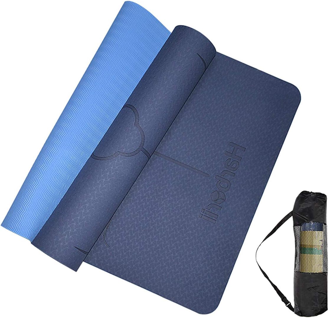 Non Slip Yoga Mat with Alignment Marks, Exercise Pilates
