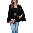Cicy Bell Women's Velvet Cape Blazer Jackets Casual Split Long Sleeve Open Front Coat