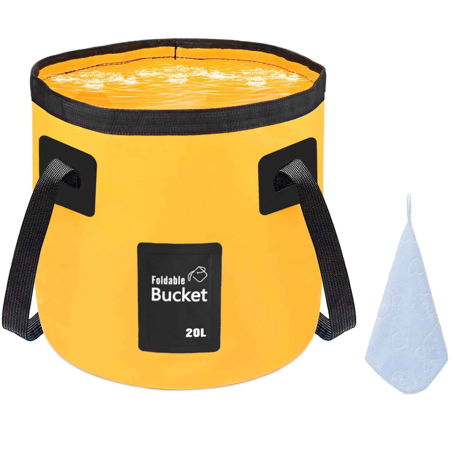 12L 20L Folding Water Bucket, Outdoor Sports Lightweight Portable Collapsible Bucket for Camping Traveling Picnic Hiking Fishing Boating Gardening Car Washing (12L, Yellow)