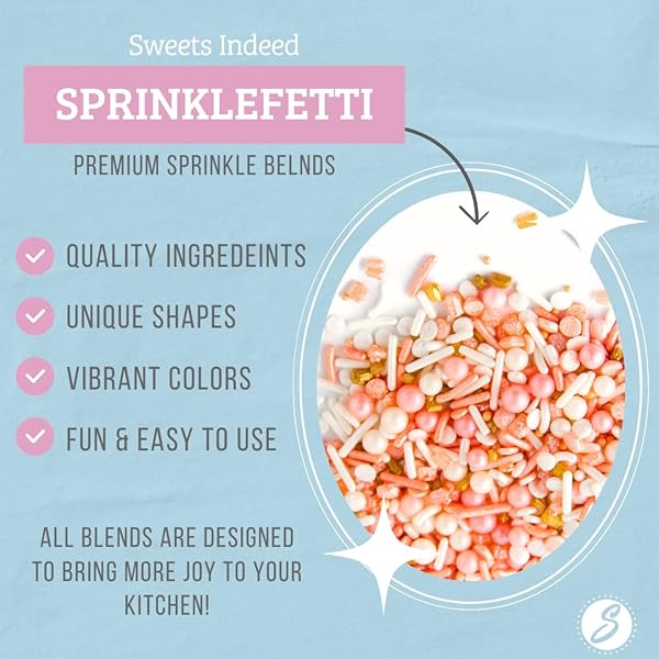 SWEETS INDEED SPRINKLES, PEACH ROSE GOLD EDIBLE SPRINKLE MIX, PERFECT FOR CAKE DECORATIONS, BAKING, ICE CREAM, COOKIES, CUPCAKE TOPPER