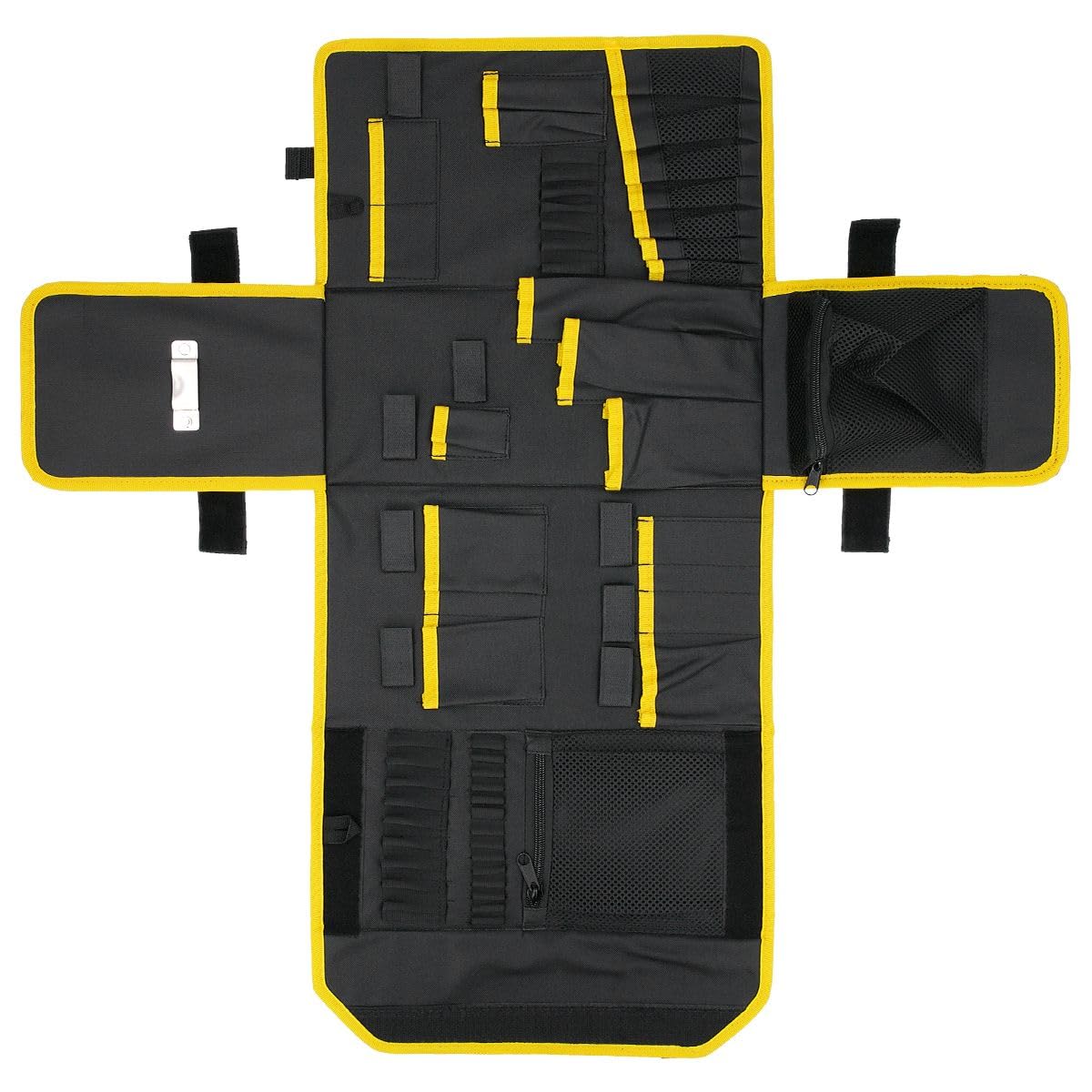 TOUGH MASTER Tool Roll Up Bag with 54 Pockets Multi-Purpose Transformer Bag with Hanging Design Made of Water Resistant Materials Ideal for Mechanical Carpenter Electrician Plumber