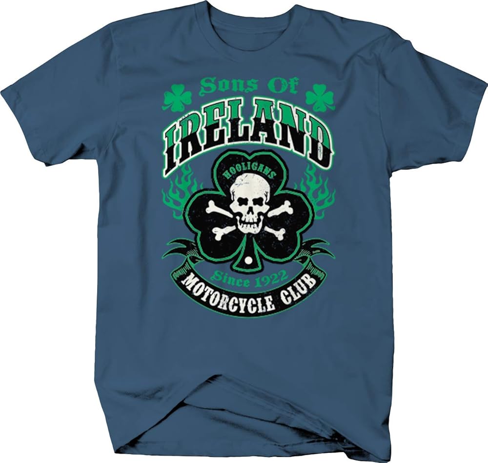 Sons Of Ireland Motorcycle Club Hooligans Skull T Shirt For 2473 Kitilan