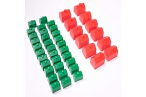 Monopoly Replacement Pieces: Houses & Hotels: Game Set of Plastic Monopoly Green House and Red Hotel Replacements by Viktory Games