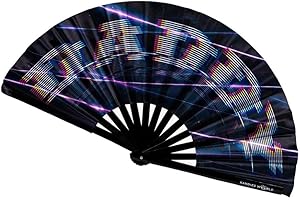 KANDIES WORLD INC Kandies World Custom Festival Folding Hand Fan - Unique Designs, Made of Bamboo, Clacking Sound, Lightweight - Perfect Rave and Festival Accessory!