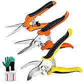 3 Pack Garden Pruning Shears Stainless Steel Blades Handheld Pruners Set with Gardening Gloves