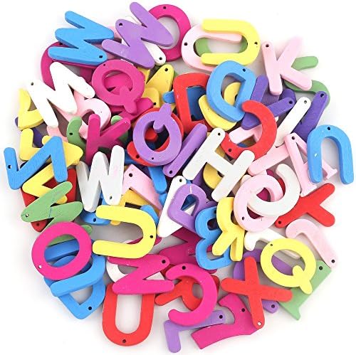 Crystallove 100pcs Capital Letters Color Buttons Lot for Sewing Fasteners Scrapbooking Craft