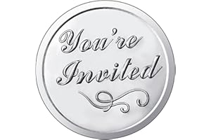 OUTUS 100 Pieces Silver You're Invited Embossed Foil Seals Sticker Embossed Aluminum Foil Envelopes Sticker for Wedding Envelopes Present Decoration