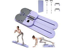 AUEZONA Pilates Board, Pilates Reformer Set with Resistance Bands and Detachable Push-up Handles, Timer&Reps&Calorie Display, Upgraded Portable Pilates Machine Full Body for Home Workout, Body Shaping