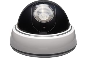 SABRE Fake Dome Security Camera, Flashing Red Light For Nighttime Visibility, Realistic Design Deters Intruders, Battery Operated, No Wiring Required, Fake Dummy Camera, White