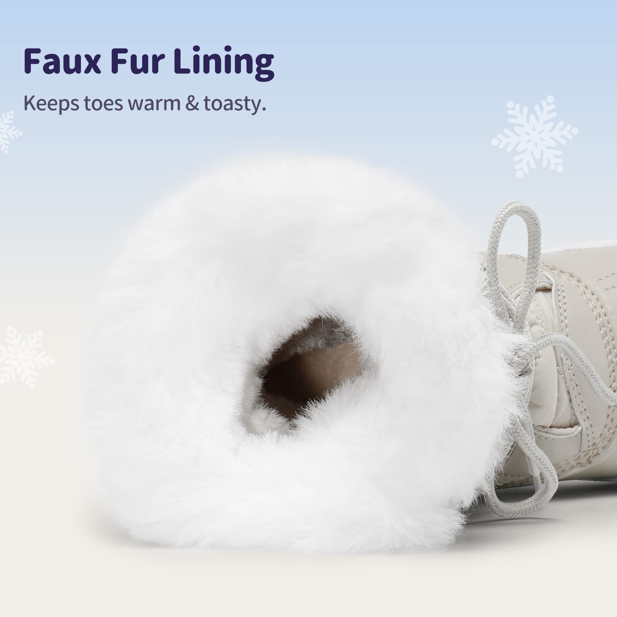 DREAM PAIRS Cozy Kids Snow Boots, Warm & Water-Resistant Winter Boots with Faux Fur for All-Day Play, Non-Slip Mid Calf Boots