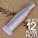 Thermo Tank Insulated Stainless Steel Water Bottle - Ice Cold 36 Hours! Vacuum + Copper Technology - 17 Ounce (Lavender + Steel, 17oz)