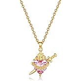 Joliernelle Gold Sacred Heart of Jesus | Immaculate Heart of Mary Necklace for Women with Cubic Zirconia Gemstone Religious Jewelry Gift