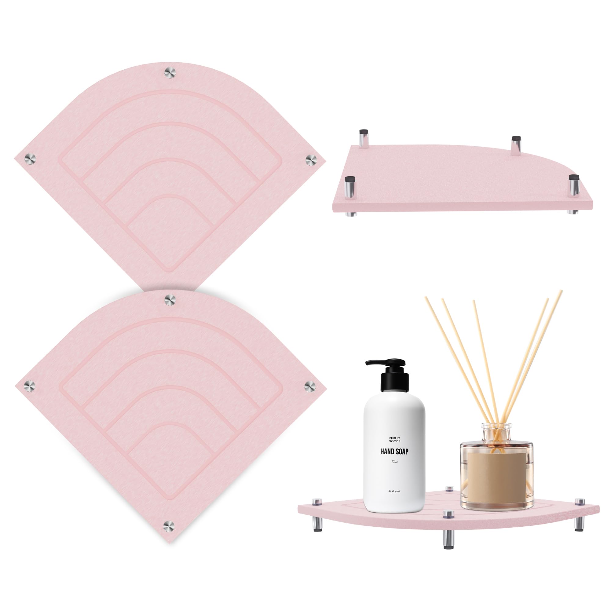Photo 1 of 2Pcs Fan-Shaped Stone Drying Mat, Water Absorbing Stone Tray with Stainless Steel Feet, Fast Drying Diatomite Stones Sink Tray, Vanity Trays Dispenser Organizer for Bathroom(Pink)