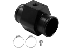 MDEOOSKY Universal (34 mm/ 1.3 in) Water Temp Temperature Joint Pipe Sensor Gauge Radiator Hose Adapter Aluminum, with Stainl