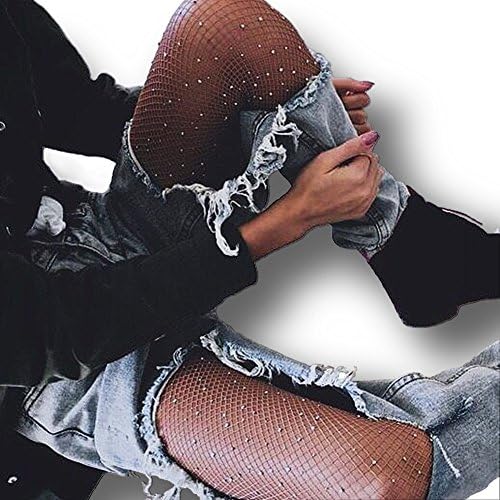 Fishnet Tights Stockings Sparkle Rhinestone Pantyhose Women Mesh Hosiery
